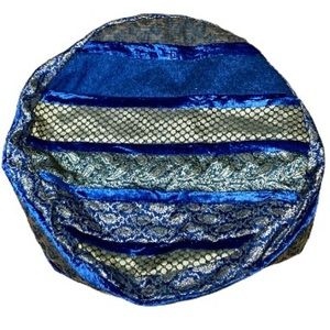 EYES OF INDIA Floor Poof Blue Gold Round BoHo Floor Throw Pillow Round 28 inches